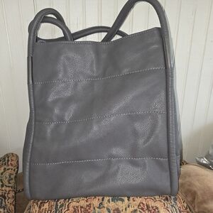 Neiman Marcus Gray Structured Tote with Double Handles